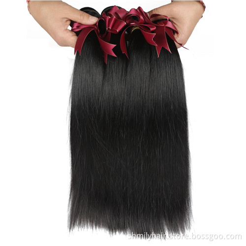 Wholesale Natural Color Real Brazilian Silky Straight Wave Human Hair Extension For Black Women